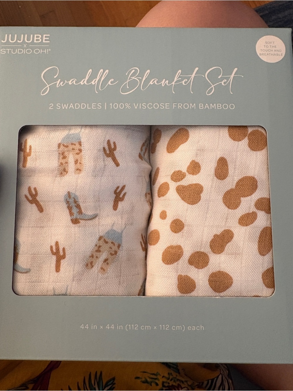 JuJuBe Cowboy Cream & Tan Swaddle Blanket Set